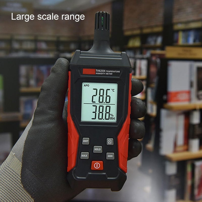 Bewinner Temperature Humidity Meter - Handheld Thermometer Hygrometer with Storage Bag, Dew Point, High Precision Wet Bulb for Indoor Outdoor, MIN, Data Hold, LCD Backlight - Image 2